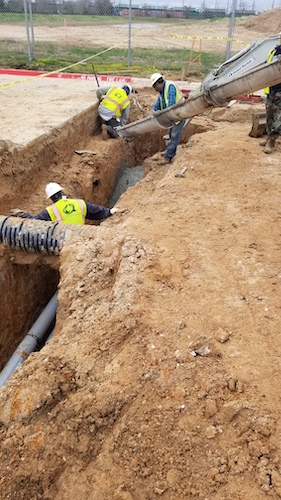 This week, buried 3m underground and encased in 50cm of solid concrete, the duct bank for our datacentre was installed.